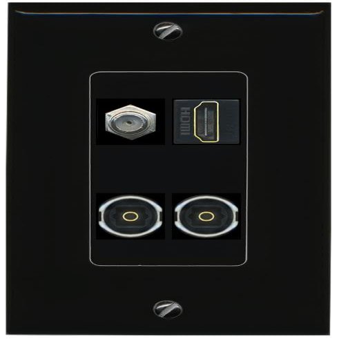RiteAV Coax HDMI 2 TOSLINK Wall Plate Decorative [Black]