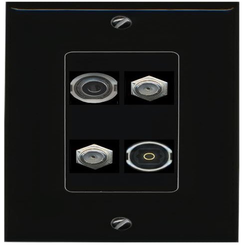 RiteAV 3.5mm 2 Coax TOSLINK Wall Plate Decorative [Black]
