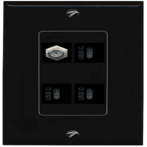 RiteAV Coax 3 USBC Wall Plate Decorative [Black]