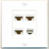 RiteAV 3 CAT6 Phone Wall Plate Decorative [White] view 1