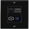 RiteAV CAT6 Phone TOSLINK USB-3 Wall Plate Decorative [Black] view 1