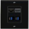 RiteAV CAT6 Phone 2 USB-3 Wall Plate Decorative [Black] view 1