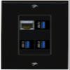 RiteAV CAT7 3 USB-3 Wall Plate Decorative [Black] view 1
