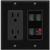 RiteAV 3 HDMI Speaker Wall Plate with 15A Power Outlet [Black] view 1