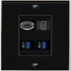 RiteAV 3.5mm HDMI 2 USB-3 Wall Plate Decorative [Black] view 1