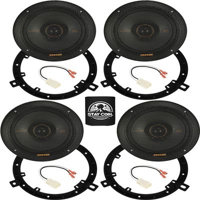 KICKER Speakers 6.5 inch for Jeep Liberty 2002-2012 Upgrade Kit - 4 Pack of KS Series with Adapters and Harness, Coaxial 6 1/2 Car Audio Front and Rear Door Speaker KSC650, 51KSC6504
