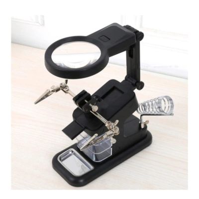 JOEBO Microscope Kit Soldering Magnifier 3X 4.5X 25X USB Illuminated 10 LED Magnifying Glass Auxiliary Clip Welding Iron Phone Repair Microscope Lens Adapters (Color : Black)