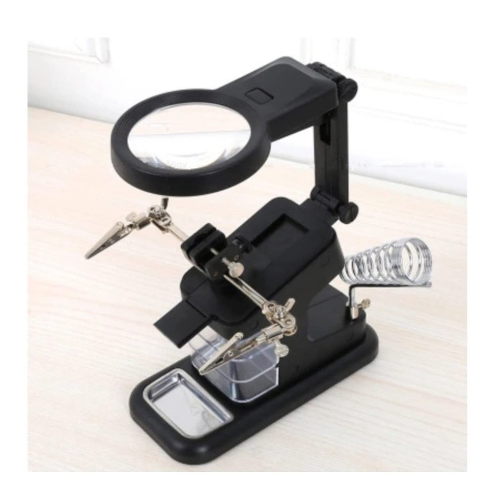 JOEBO Microscope Kit Soldering Magnifier 3X 4.5X 25X USB Illuminated 10 LED Magnifying Glass Auxiliary Clip Welding Iron Phone Repair Microscope Lens Adapters (Color : Black)