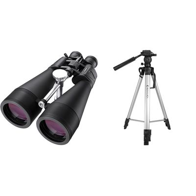 BARSKA 20-140x80 Gladiator Zoom Binoculars & Deluxe Extendable 63.4" Tripod Bundle