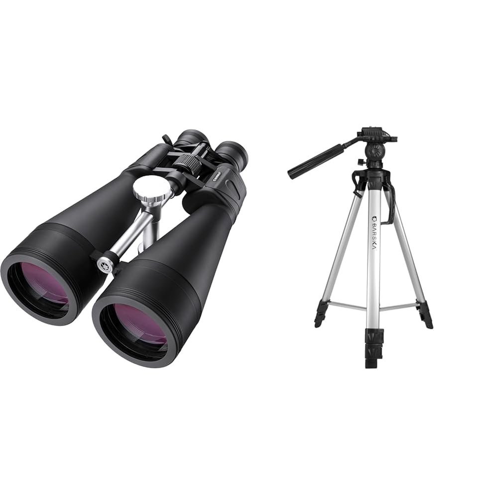 BARSKA 20-140x80 Gladiator Zoom Binoculars & Deluxe Extendable 63.4" Tripod Bundle