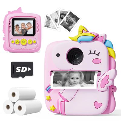 Prysyedawn Instant Print Camera for Kids, Christmas Birthday Gifts for 3-8 Year Old Boys Girls, 1080P Kids Digital Camera Toys for Toddler Age 3 4 5 6 7 8 with Silicone Cover-Pink