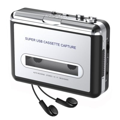 Cassette Player - Compact Tape Player Portable Recorder with Earphone-Convert Audio Music Cassette to MP3 Digital, Compatible with Laptop/PC/MAC- for Entertainment, Travel, Light Sports(Silver)
