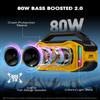 ANCOON Speakers Bluetooth Wireless: 80W(Peak) Loud Speaker with Bass, 20H Playtime, IPX6 Waterproof, Large Jobsite Speakers for Work, Outdoor, Workshop, Garage, Portable Speaker with TWS (Yellow) view 2