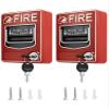 QWORK Wired Emergency Fire Alarm Station, 2 Pack Dual Action Manual Call Point Fire Alarm Panic Button 9-28VDC with 4 Keys view 1
