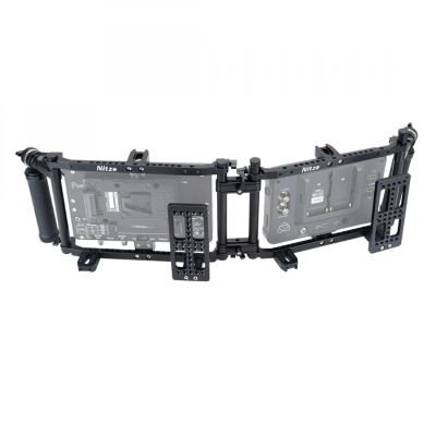 DirectNine Basics 9 Monitor Cage Nitze Dual Director's Monitor CAGE with Adjustable ARRI Rosette Handles for 5/7/9 Monitor LCD Monitor-JSQ-002TS, black