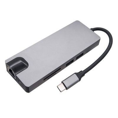 Jesscasday USB C Hub Docking Station Type C to Adapter with RJ45 SDTF Card Reader Charger for Laptop USB C Splitter Cable