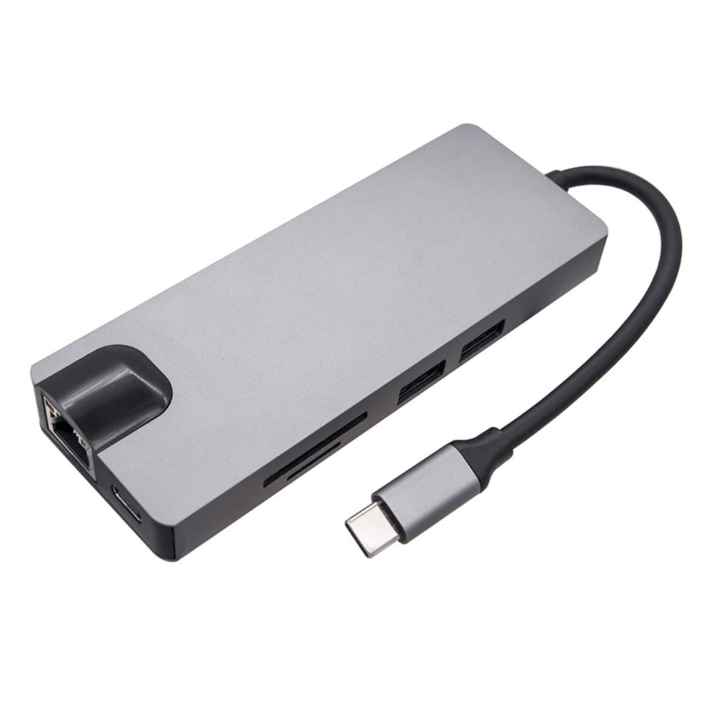 Jesscasday USB C Hub Docking Station Type C to Adapter with RJ45 SDTF Card Reader Charger for Laptop USB C Splitter Cable