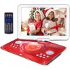 16.9" Portable DVD Player with 6 Hrs 5000mAH Rechargeable Battery, Car DVD Player Portable with 14.1" Large Swivel Screen, Sync TV Support USB/SD Card with Car Charger, Red view 1