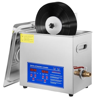 6L Ultrasonic Vinyl Record Cleaner, 180W Heated Vinyl Record Cleaning System with Drying Rack Auto-Rotating Double-Sided LP Cleaning, Cleaning of 1-4 Vinyl Records