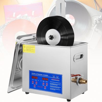 Vinyl Records Ultrasonic Cleaner, 6L Ultrasonic Vinyl Cleaner 7-12 Inch 8 Records Ultrasonic Vinyl Cleaning Machine 180W Ultrasonic Records Cleaner with Drying Rack for Jewelry Watch Retainer