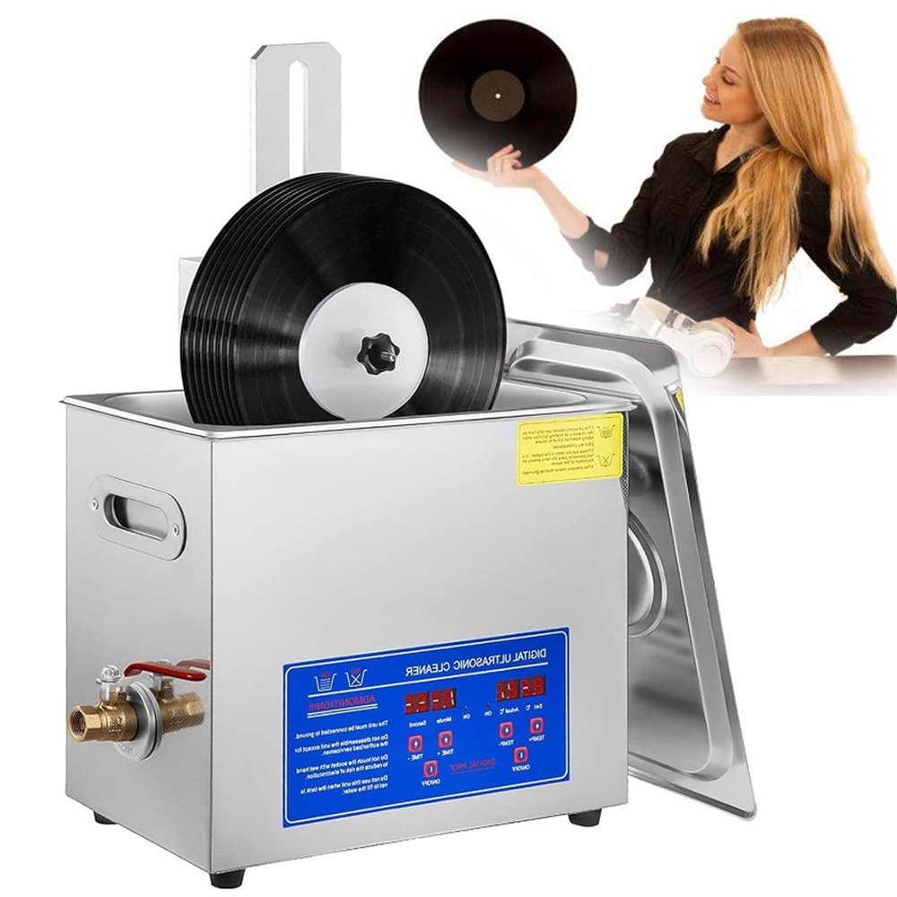 Ultrasonic Vinyl Record Cleaner,Ultrasonic Cleaner,Disc Washer, Clean 1-6 Vinyl Records One time,40KHz Professional Ultrasonic Parts Cleaner,for Cleaning Glasses, Jewellery, Watches,10L