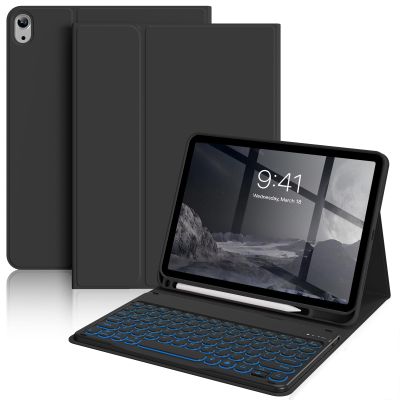 aoub Keyboard Case for iPad (A16) 11th Generation 11-inch 2025, iPad 10th Generation 10.9 inch 2022 with Pencil Holder, 7 Color Backlit Detachable Wireless Bluetooth Keyboard Stand Folio - Black