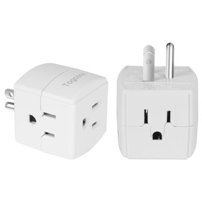 3-Outlet Extender Wall Tap Cube 2 Pack, 3-Prong Grounded Wall Tap, Easy Access Design, Adapter Spaced Outlets, Multiple Plug, Power Splitter, Use for Home Office School DormTravel, ETL Listed, White