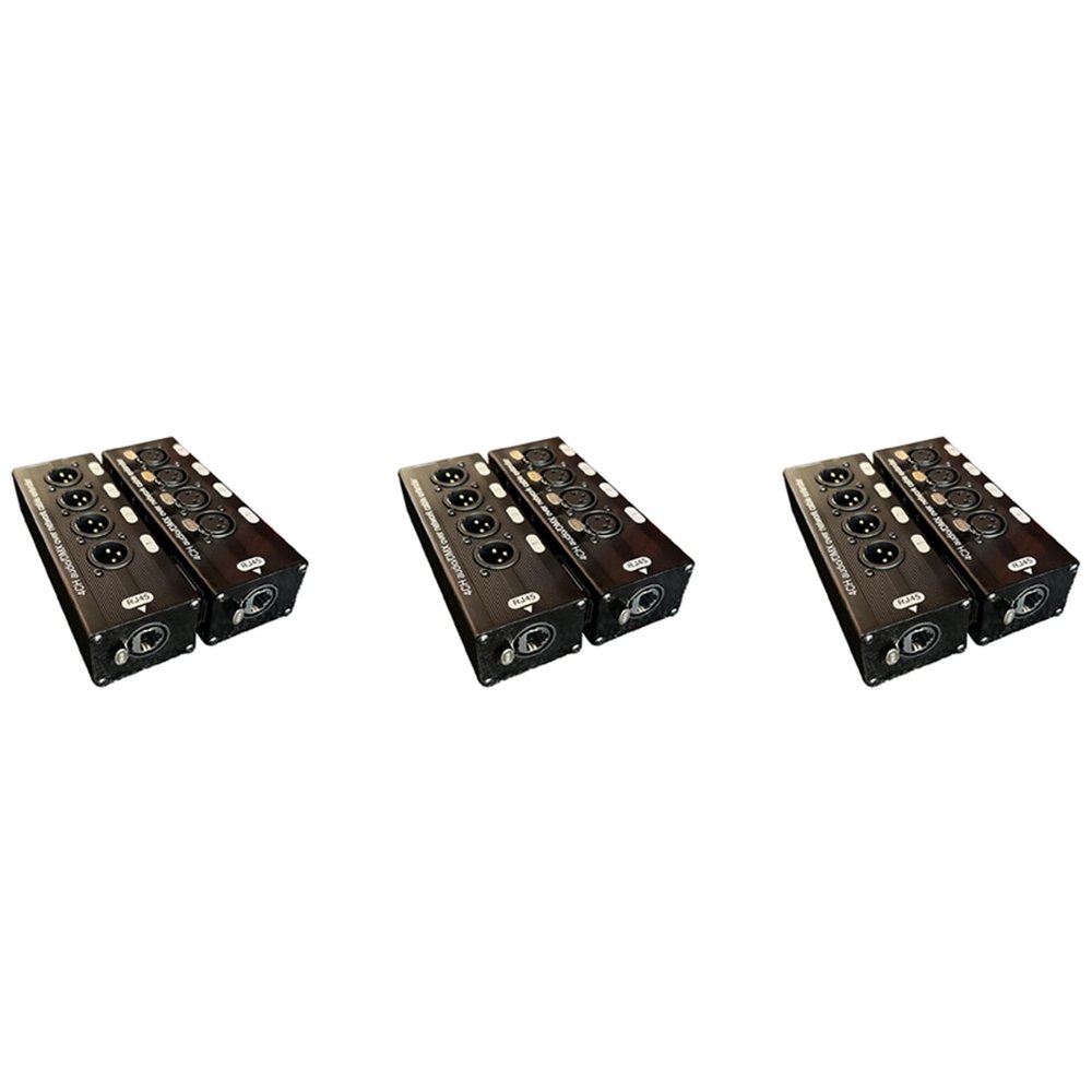 Viodmss 3Pair 4-Channel 3-Pin XLR Audio and Over Network Cable Extender, DMX512 Network Signal Extender 1 Male+1 Female