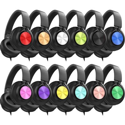 AILIHEN Headphones Wired 12-Pack Bulk for School Students Kids K-12 ClassroomAdjustable, Foldable, Over-Ear Headsets with Microphone HD Stereo Sound 3.5mm Jack for Chromebook, Laptop (Multicolor)
