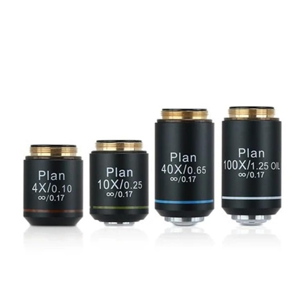 JOEBO Microscope Kit Optical Microscope 195 4X10X40X100X Infinite Flat Field Achromatic Objective Standard RMS Interface 20.2mm Microscope Lens Adapters (Color : 4X10X40X100X)
