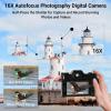 Camera Digital, FHD 75MP WiFi 4K Vlogging Video Camera for YouTube with 3'' 180Flip Screen, 64GB SD Card, 16x Digital Zoom, 2 Batteries, Point and Shoot Digital Camera for Beginner Black view 3
