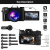 Camera Digital, FHD 75MP WiFi 4K Vlogging Video Camera for YouTube with 3'' 180Flip Screen, 64GB SD Card, 16x Digital Zoom, 2 Batteries, Point and Shoot Digital Camera for Beginner Black view 4
