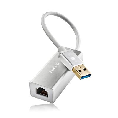 NGS Hacker 3.0 USB 3.0 to RJ45 Ethernet Adapter Up to 1000 Gigabit Ethernet LAN Compatible with Mac OS Windows Laptop PC 7/8/10 XP Linux Compact Aluminium Case Cable Length 15cm