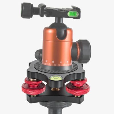 Tripod Head Leveling Base,Three Built in Bubble Levels, Aluminum Alloy Material, Lightweight and Powerful, for Cameras and Tripods