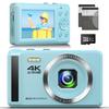 Ruwaqart Digital Camera - 4K UHD 44MP Point & Shoot - 16X Digital Zoom - Blue, Compact, Kid-Friendly with 32GB Card view 1