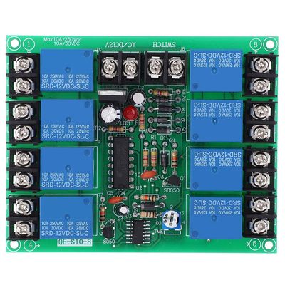 ANKROYU Power Time Sequence Board, 8 Channels Time Sequence Module, Adjustable Time Sequence Board, Delay Relay Board Time Sequence Module