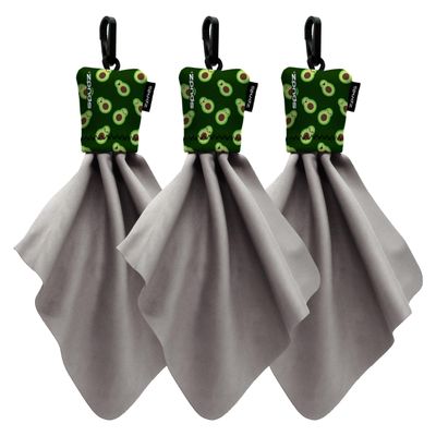 SPUDZ Classic Microfiber Lens Cleaner Clip-On Pouch, Washable for Binoculars, Scopes, Glasses, Screens | Classic | Avocado, 6 x 6 Inch (3-Pack)