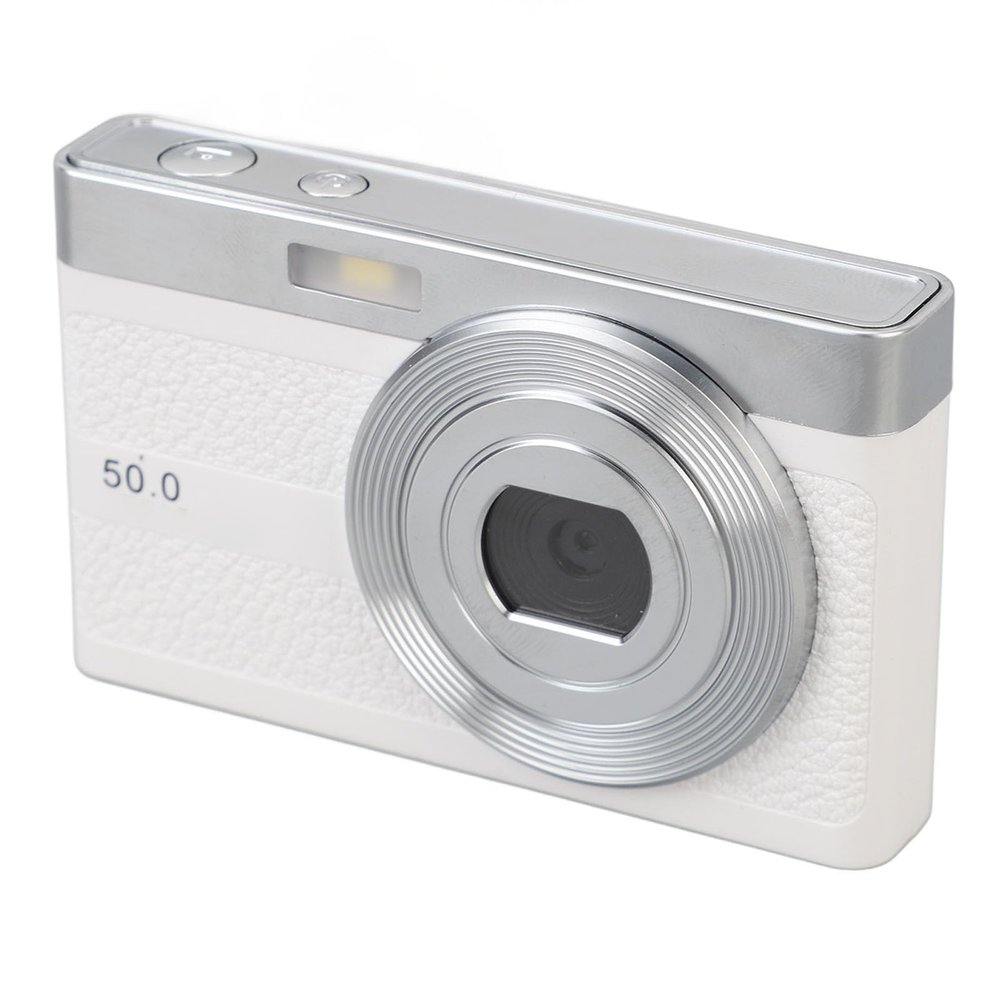 Yunseity 1080P 50MP Digital Camera, Vlogging Camera with 2.2 in Screen, Auto Focus, Smile Detection, Automatic Beauty Effect, Compact Camera for Kids Teens Beginner Adult (White)