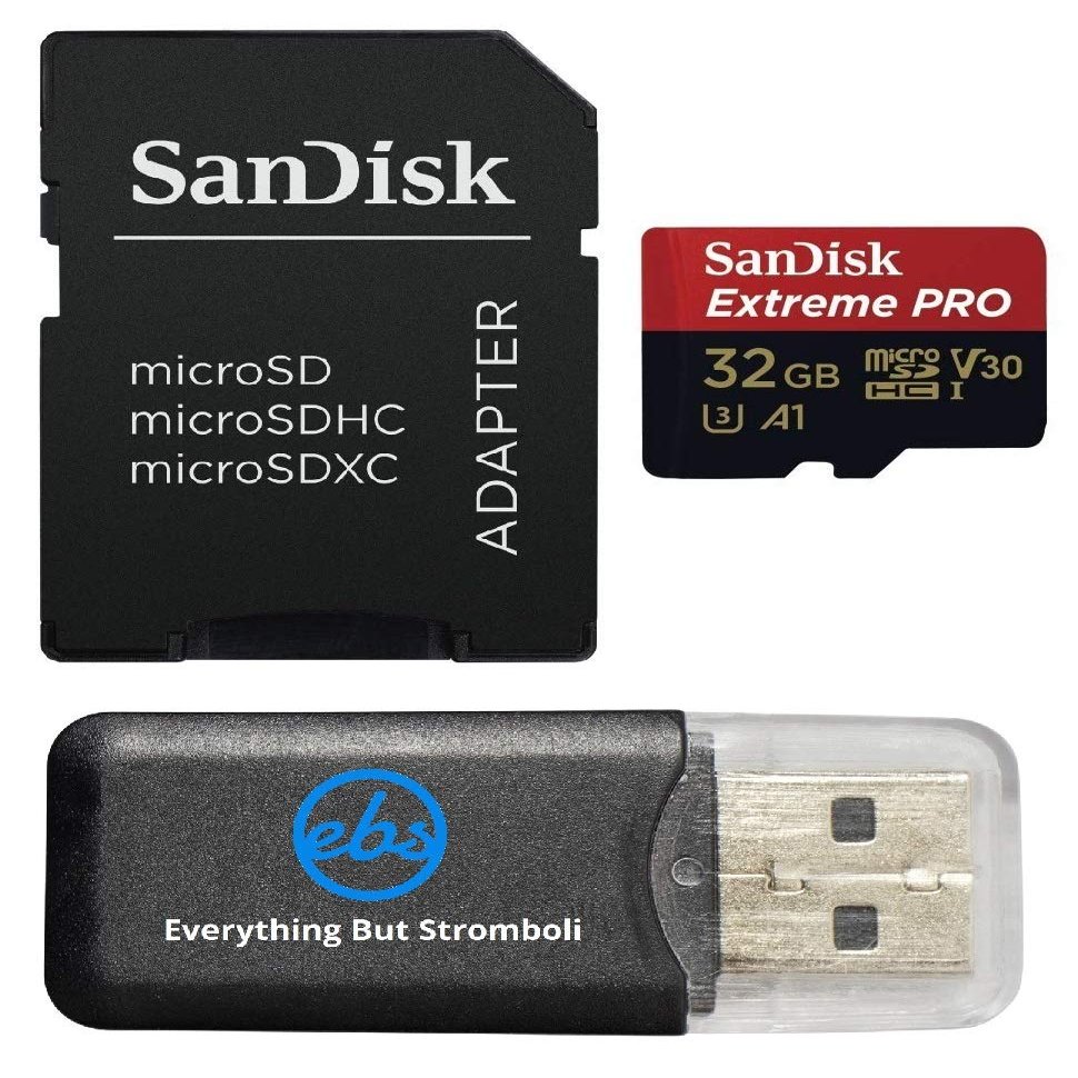 SanDisk Extreme Pro 32GB U3 A1 V30 microSDHC Card Compatible with DJI Avata 2, Mini 4K Drones (SDSQXCG-032G-GN6MA) Read Speed up to 100 MB/s Bundle with 1 Everything But Stromboli MicroSD Card Reader