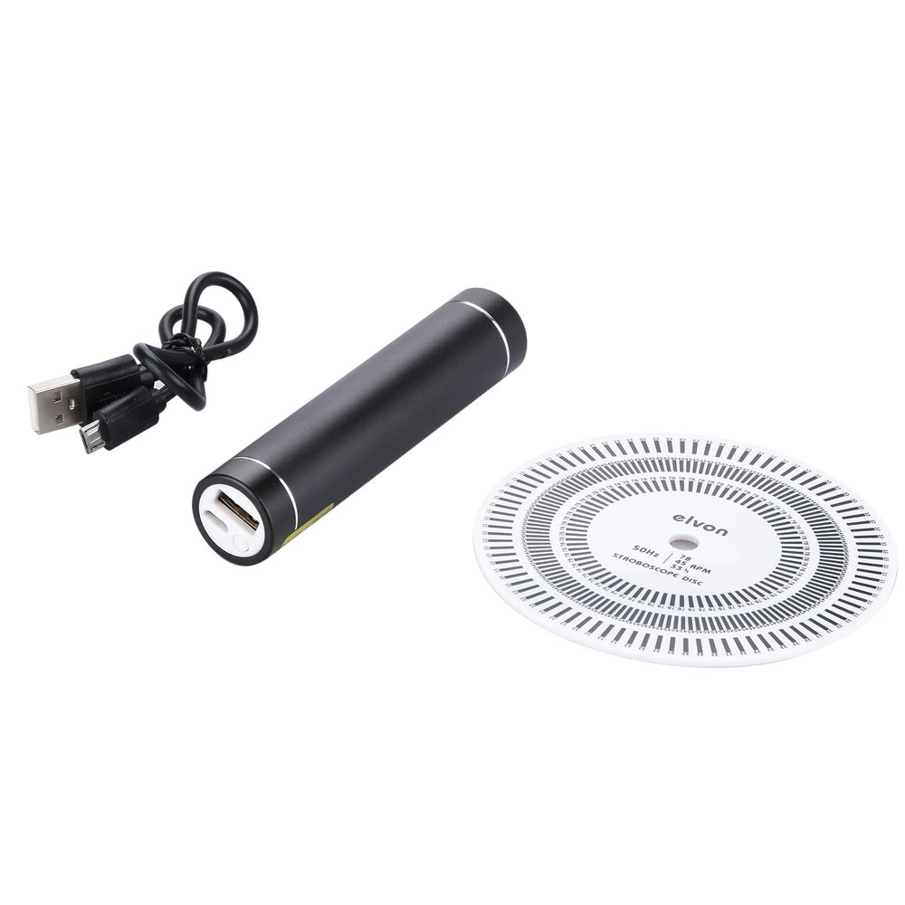 50Hz LP Vinyl Record Player Turntable Speed Checker Set (Strobe Light + Tachometer Disc + USB Cable)