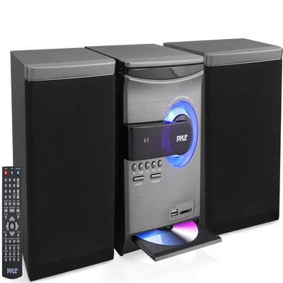 Pyle Home Stereo Shelf System  30W Bluetooth CD Player with FM Radio, USB/SD Playback, Dual 2-Way Speakers, Remote Control, Clear Sound Audio System for Home Entertainment  (Black) PHSKR24