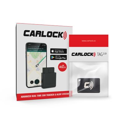 CARLOCK OBD2 Anti Theft Car Device + Bluetooth Tag 2.0 Bundle - 4G Real Time Car Alarm System with GPS Tracker for Vehicles & Car Auto SecurityLock Accessory - Instant Car Security Alerts on Phone App