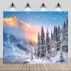 chnywork 7x5ft Winter Wonderland Backdrop Snowing Pine Forest Snow Woods Mountains River Sunset Landscape Background Christmas Winter Scenery Theme Party Decor Photo Booth Studio Props Wallpaper view 1