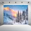 chnywork 7x5ft Winter Wonderland Backdrop Snowing Pine Forest Snow Woods Mountains River Sunset Landscape Background Christmas Winter Scenery Theme Party Decor Photo Booth Studio Props Wallpaper view 2