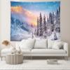 chnywork 7x5ft Winter Wonderland Backdrop Snowing Pine Forest Snow Woods Mountains River Sunset Landscape Background Christmas Winter Scenery Theme Party Decor Photo Booth Studio Props Wallpaper view 4