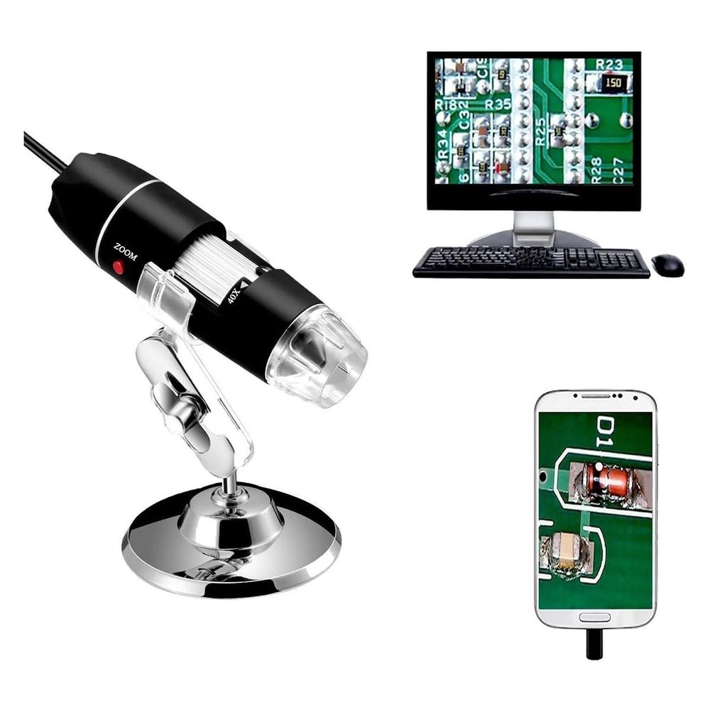 JOEBO Microscope Kit 1000x 8 LED USB 2.0 Digital Microscope Mini Camera with OTG Adapter and Metal Stand Microscope Lens Adapters