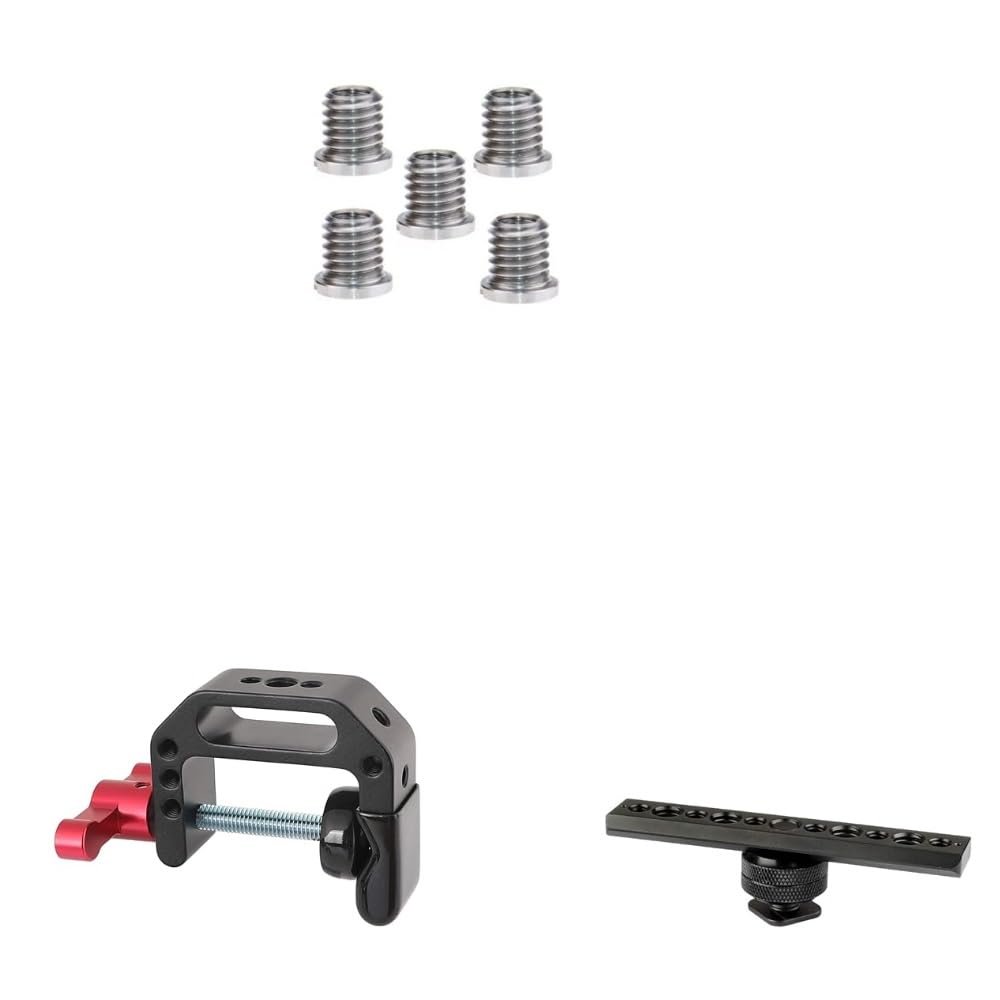 CAMVATE 5 Pieces 1/4"-20 Female to 3/8"-16 Male + C-Clamp + Standard NATO Safety Rail 105mm