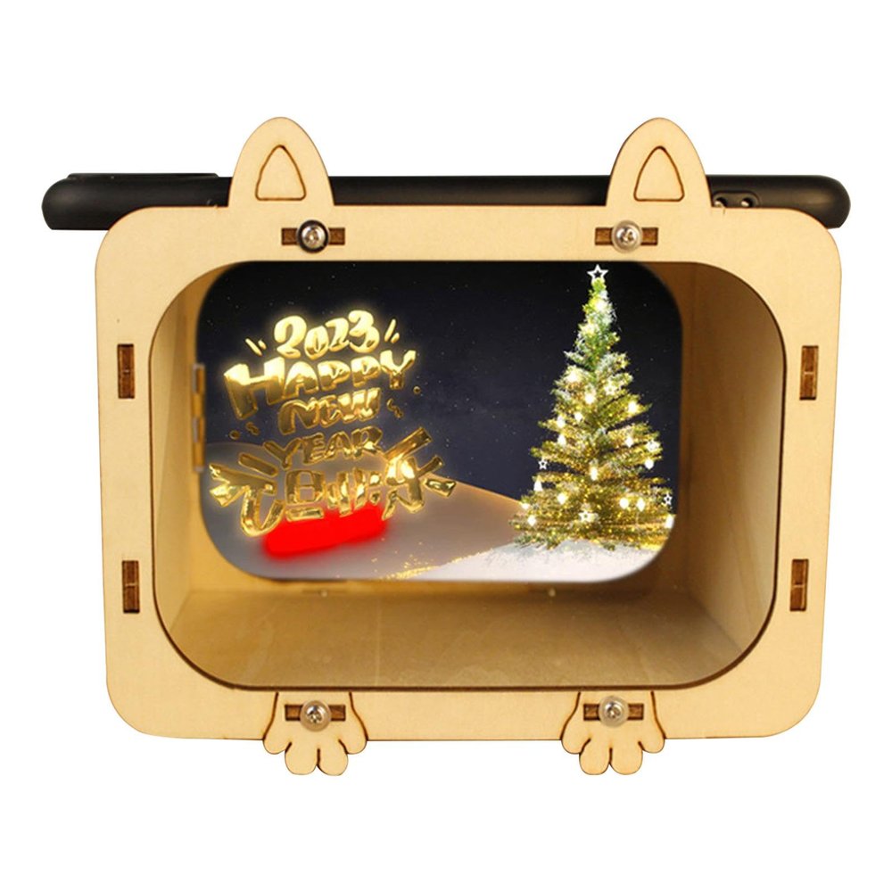 DirectNine Basics Hologram Projector - Compact Mobile Projector, Wooden Mobile Smartphone Hologram | 3d Hologram Smartphone holographiic Display Stands Projector, Smartphone Hologram Bracket for Phones