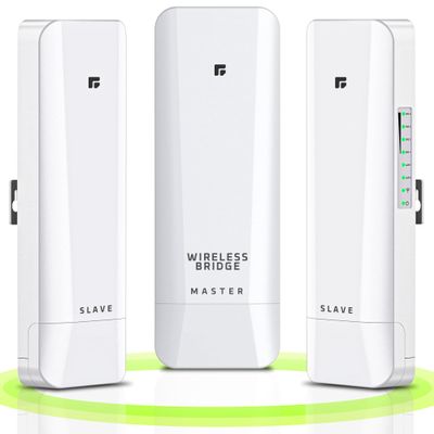 Wireless Bridge Point to Point/Multipoint 3 Pack, 5.8GHz Outdoor Wireless Bridge to Provide Network Communication for Shop, Barn, Garage Building, 3KM Long Distance Pre-configured Set. (3KM 3-Pack)