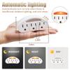 3-Prong 3-Outlet Plug Wall Mount Extender 3 Pack, 3-Prong to 3-Prong 3 Side Outlet Plug Splitter Converter, Multi Plug Outlet Spaced Adapter with Light-Sensing/Warm Night Light, ETL Listed, White view 2